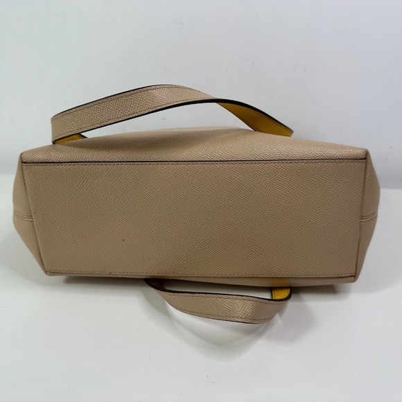 COACH Zip Top Tote In Crossgrain Leather Tan with Yellow F59855 Quiet Luxury - Picture 10 of 13